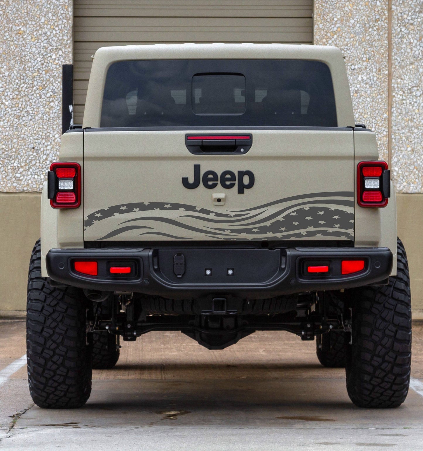 american flag waving for jeep gladiator's tailgate patriotic bumper stickers