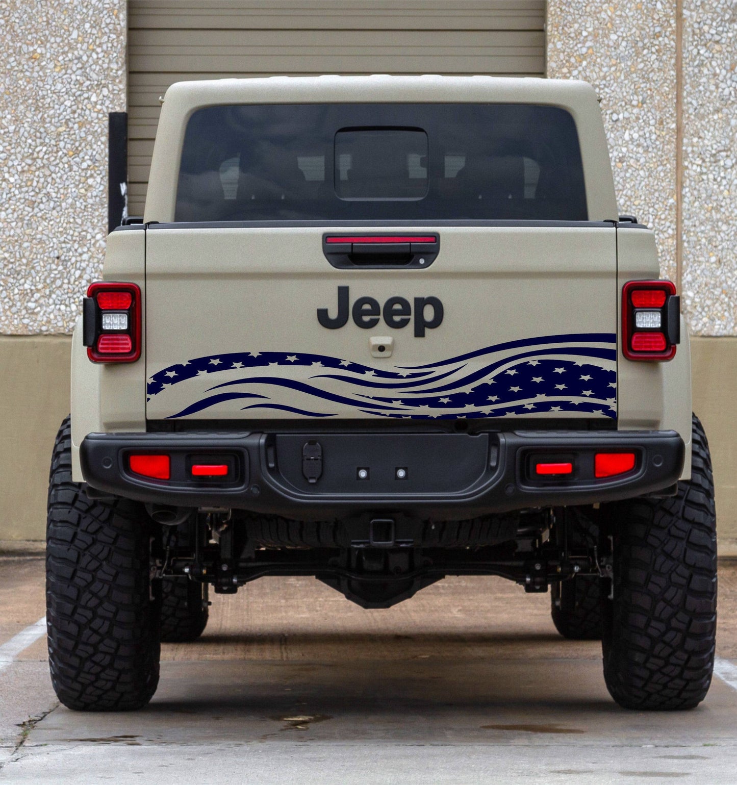 american flag waving for jeep gladiator's tailgate patriotic bumper stickers