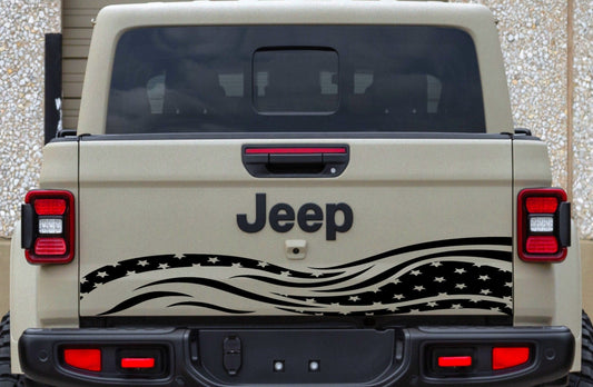 american flag waving for jeep gladiator's tailgate patriotic bumper stickers