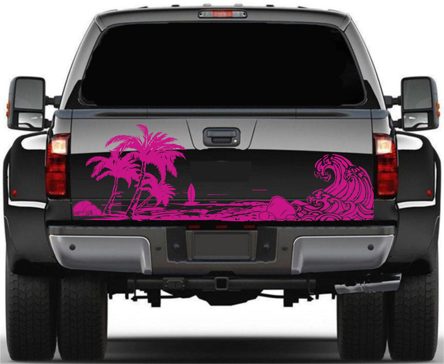 Universal Trucks, SUV's, Vans' Decal Beach Silhouette Palm Trees Surf Tailgate Sticker