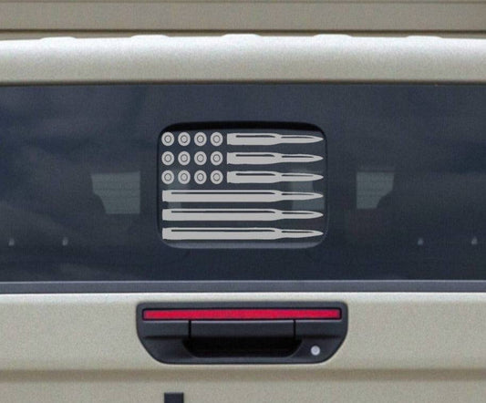 Jeep Gladiator American Flag Decal Bullets 2nd Amendment Stickers (Small Back Rear Window)