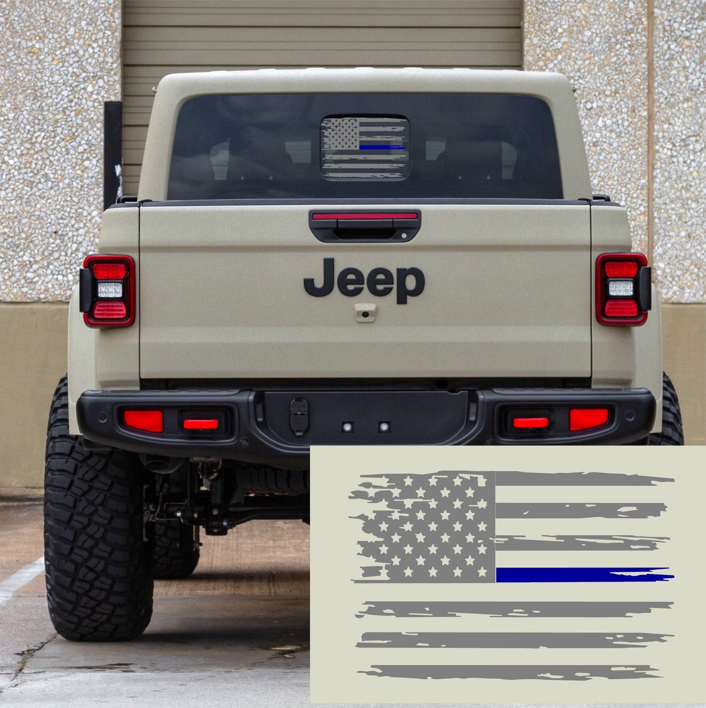 DISTRESSED AMERICAN FLAG W/ A BLUE STRIPE