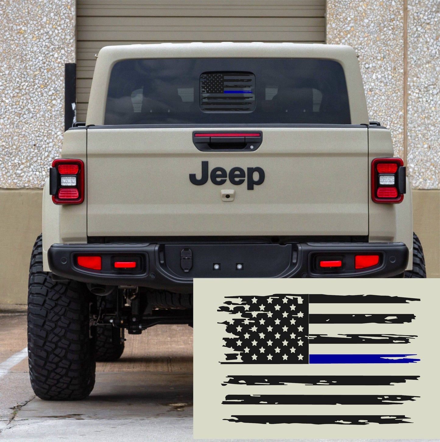 DISTRESSED AMERICAN FLAG W/ A BLUE STRIPE