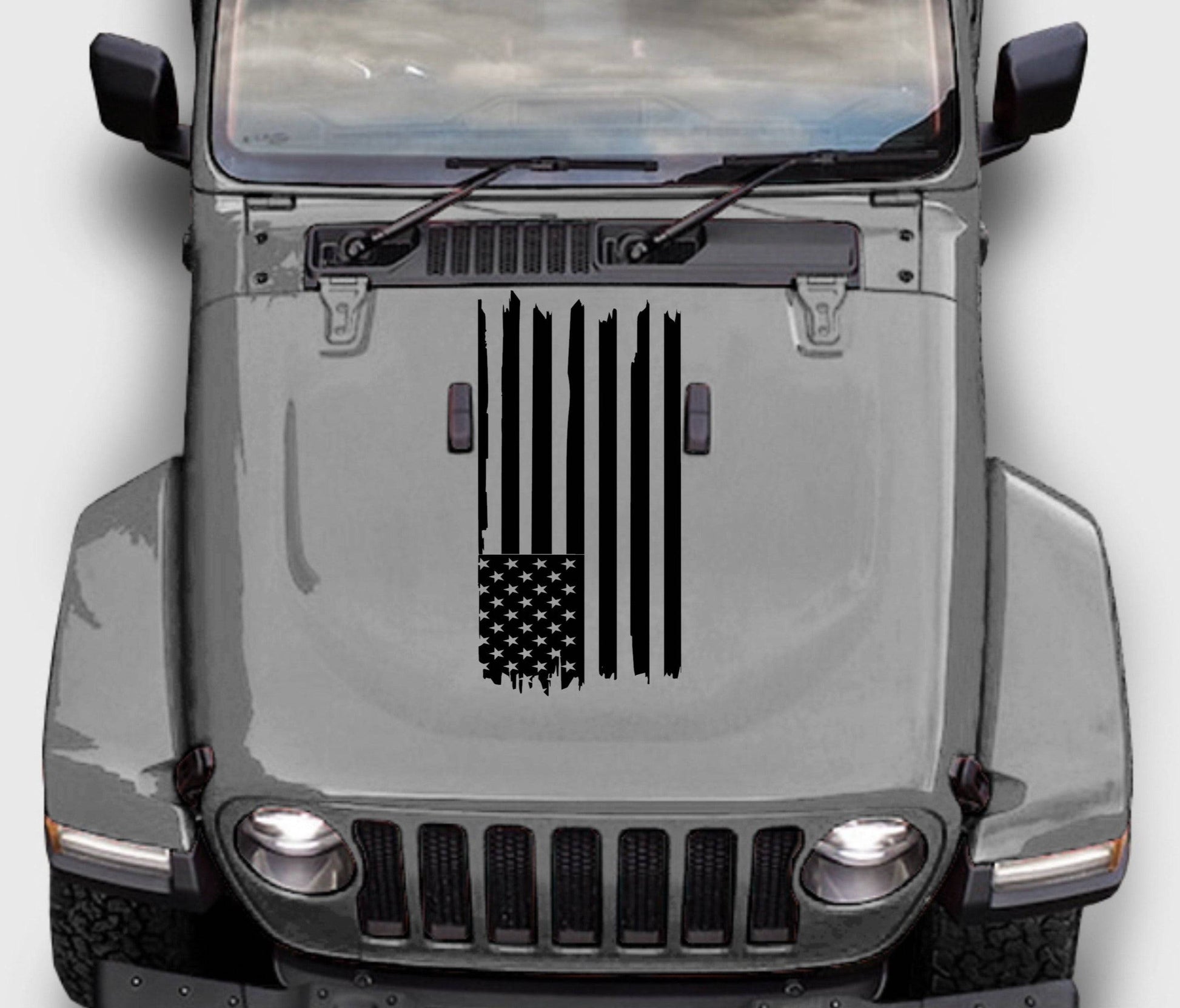 Hood Decal Distressed American Flag Decal Stickers for Trucks, Jeeps, Cars. Sizes Available.