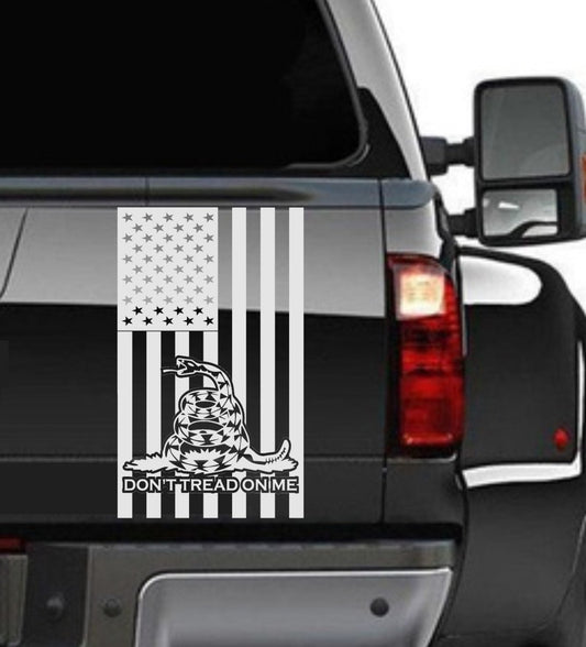 American Flag "Don't Tread On Me" Decal Fits Any Truck's Tailgate. Sizes Available