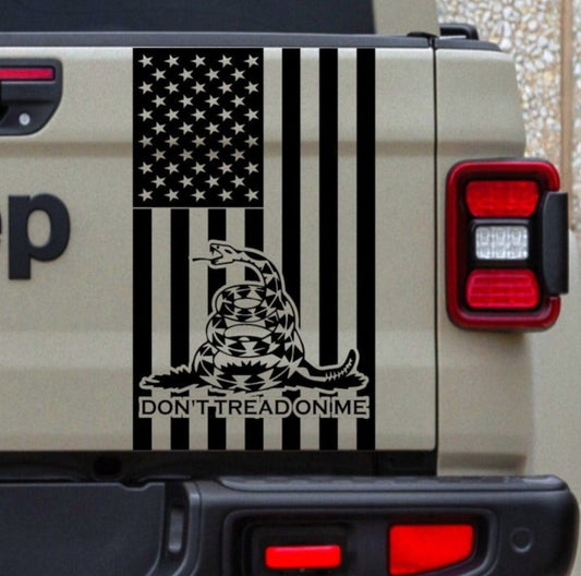 Jeep Gladiator Tailgate American Flag "Don't Tread On Me" Decal or Any Trucks, Cars...Sizes Available.