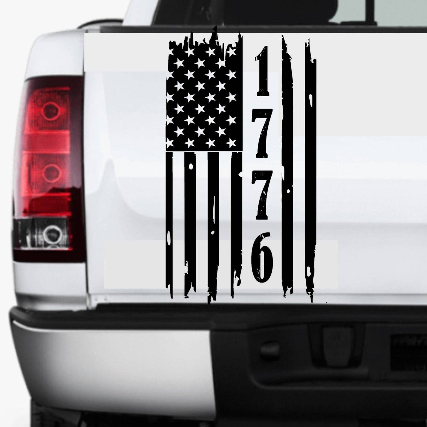 Distressed American Flag Decal Stickers 1776 Patriotic Vinyl Decal for Any Trucks, SUV's, Vans, Tailgates, Bumpers...