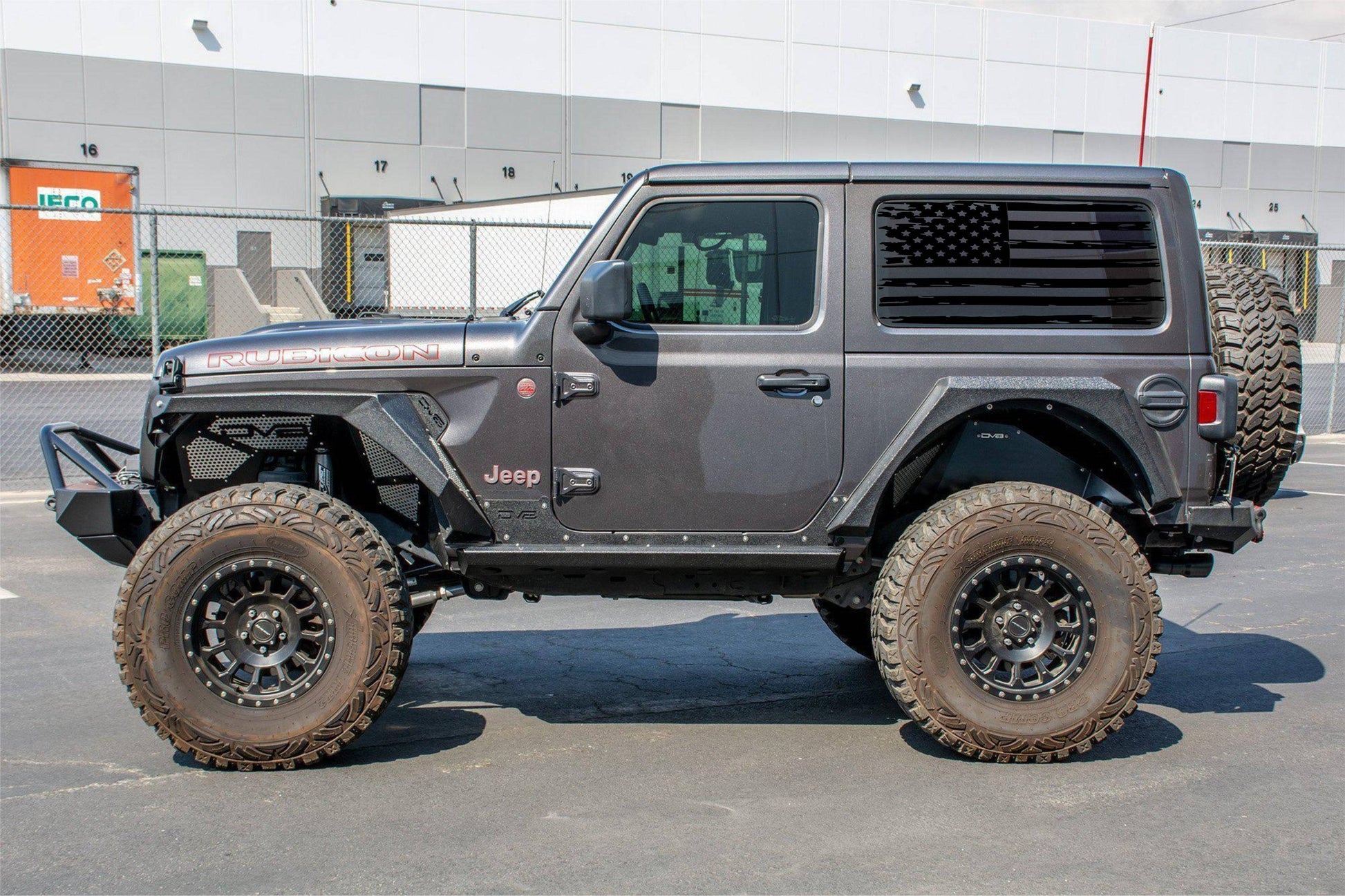 SET OF AMERICAN FLAG INSPIRED VINYL DECAL FOR JEEP WRANGLER 2-DOOR JL SIDE REAR WINDOWS