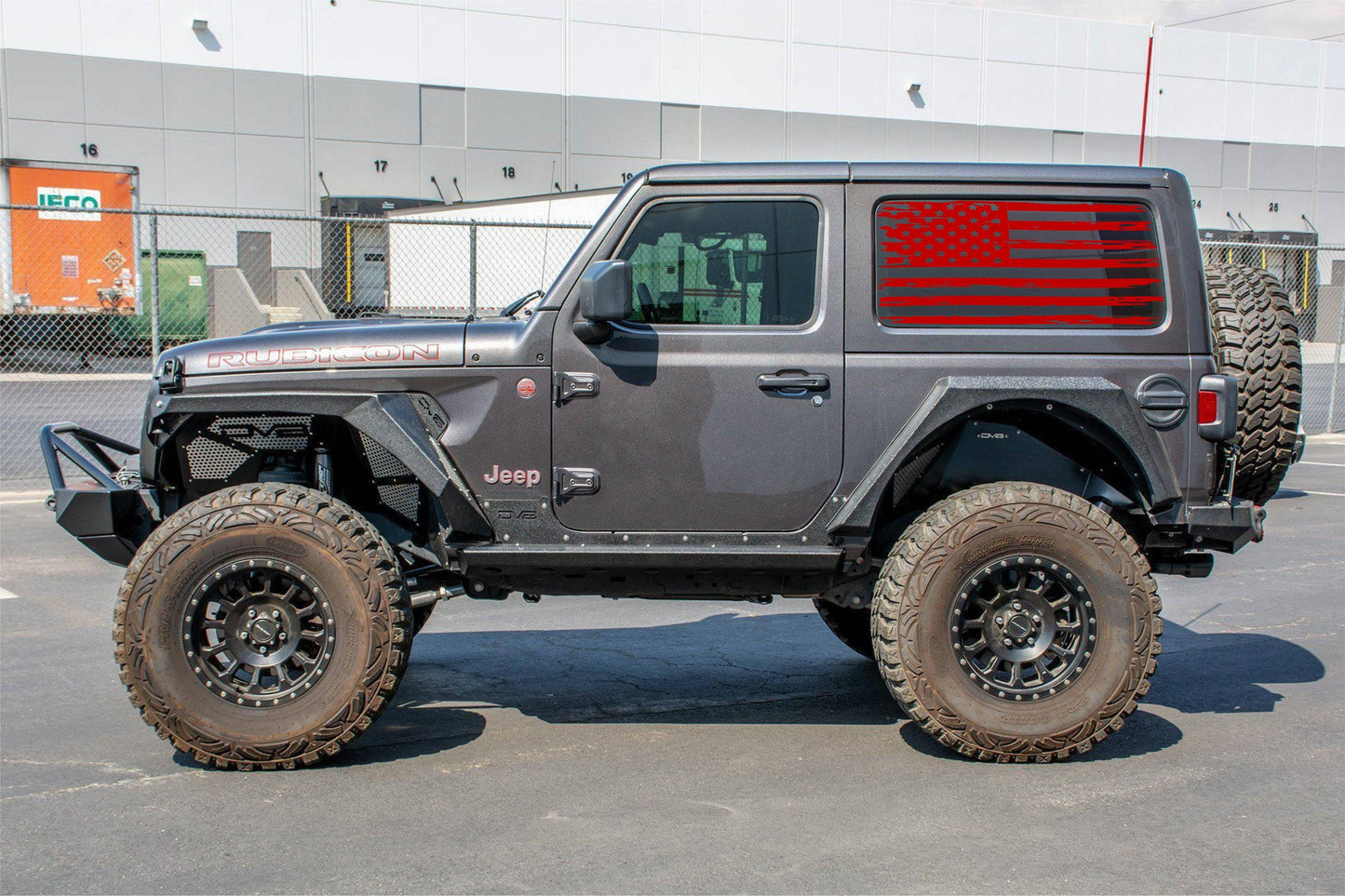 SET OF AMERICAN FLAG INSPIRED VINYL DECAL FOR JEEP WRANGLER 2-DOOR JL SIDE REAR WINDOWS