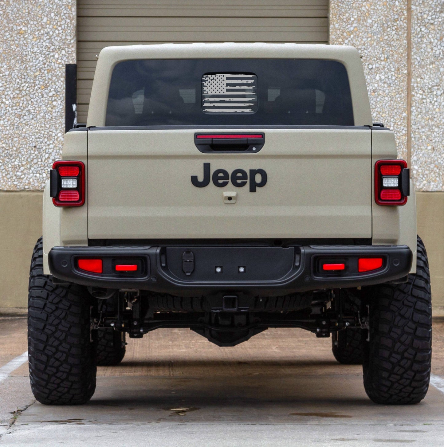 Distressed American Flag Vinyl Decal for Jeep Gladiator's Small Back Rear Window