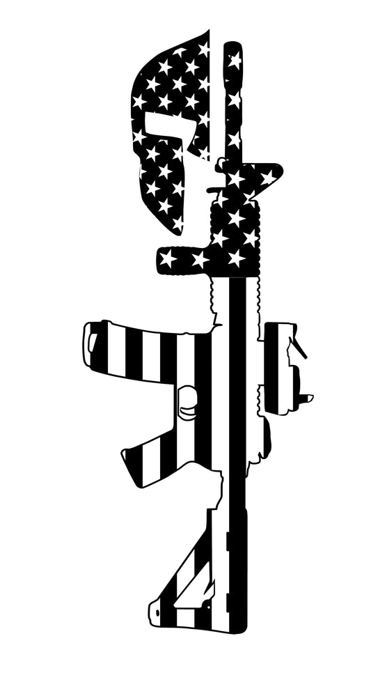 American Flag Decal 2nd Amendment Rights AR Rifle Gladiator Helmet Vinyl Decal Stickers