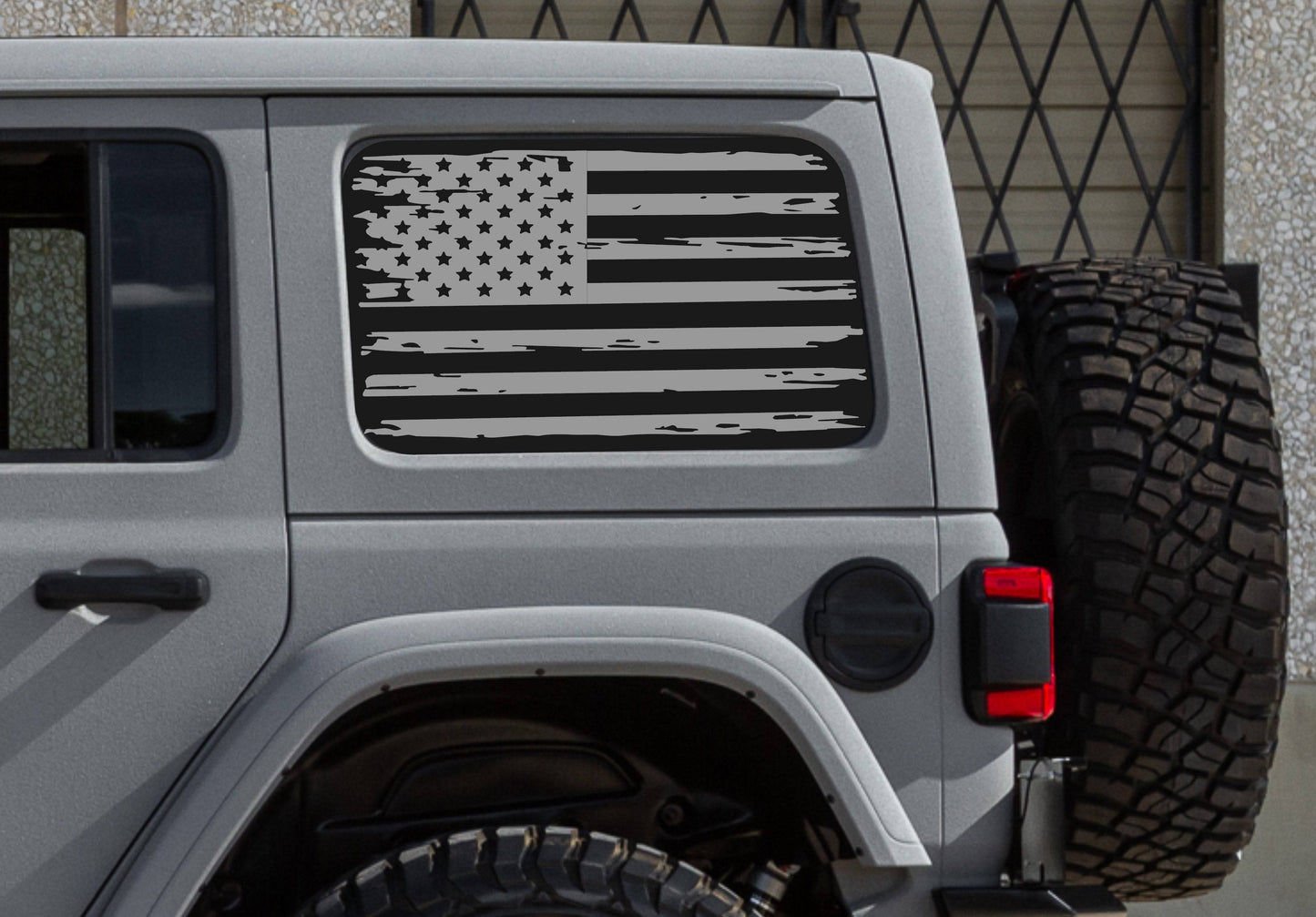 SET OF AMERICAN FLAG VINYL DECALS FOR JEEP WRANGLER JL 4-DOOR REAR SIDE WINDOWS