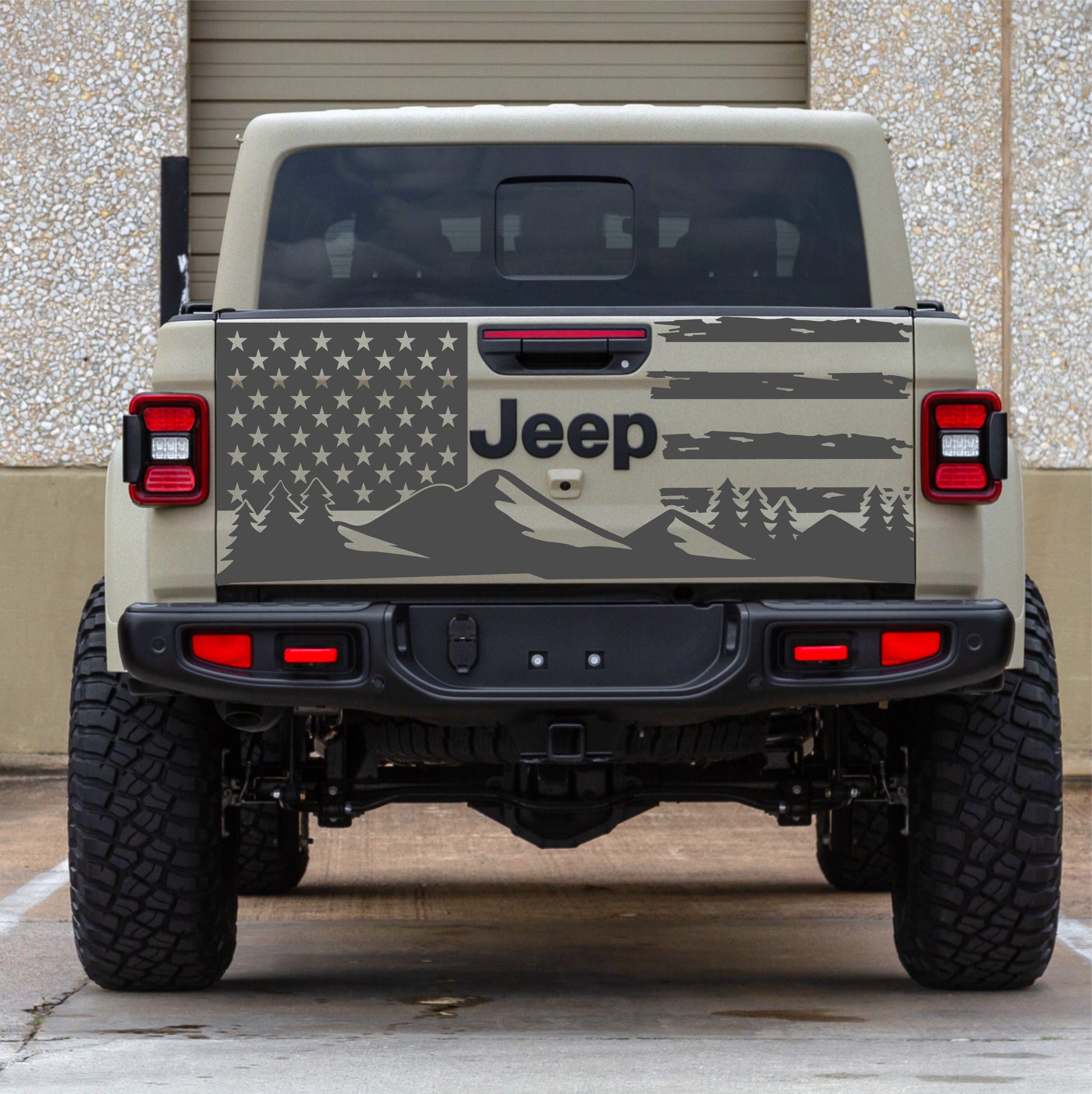Jeep Gladiator Decal  Gladiator Tailgate Decal Mountain Silhouette American Flag Decal