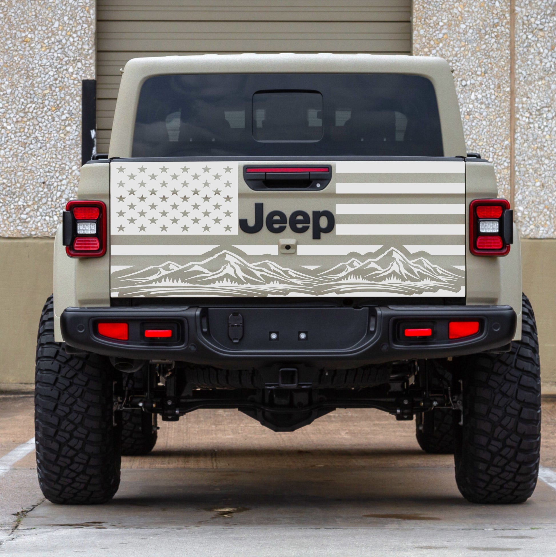 American Flag Mountain Silhouette Decal Fits Jeep Gladiator Tailgate
