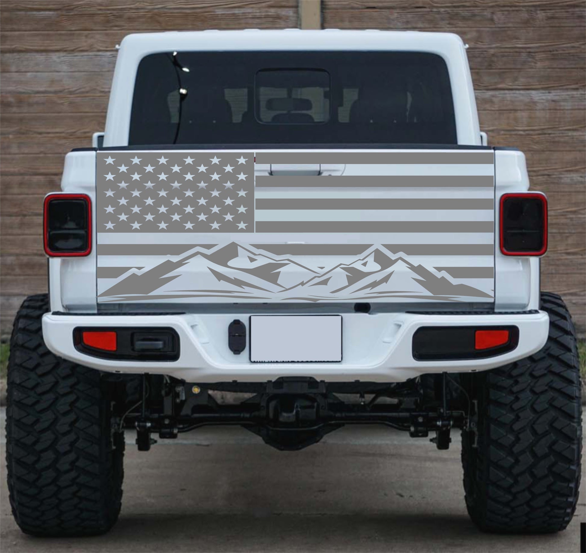 jeep gladiator tailgate decals mountain silhouette american flag vinyl decals