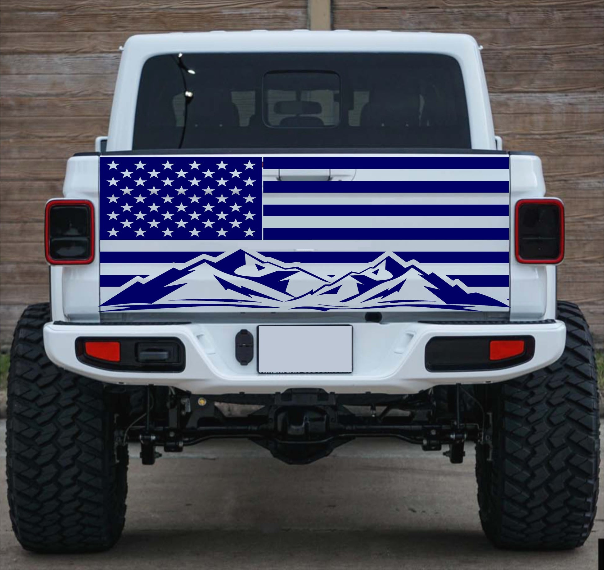 jeep gladiator tailgate decals mountain silhouette american flag vinyl decals
