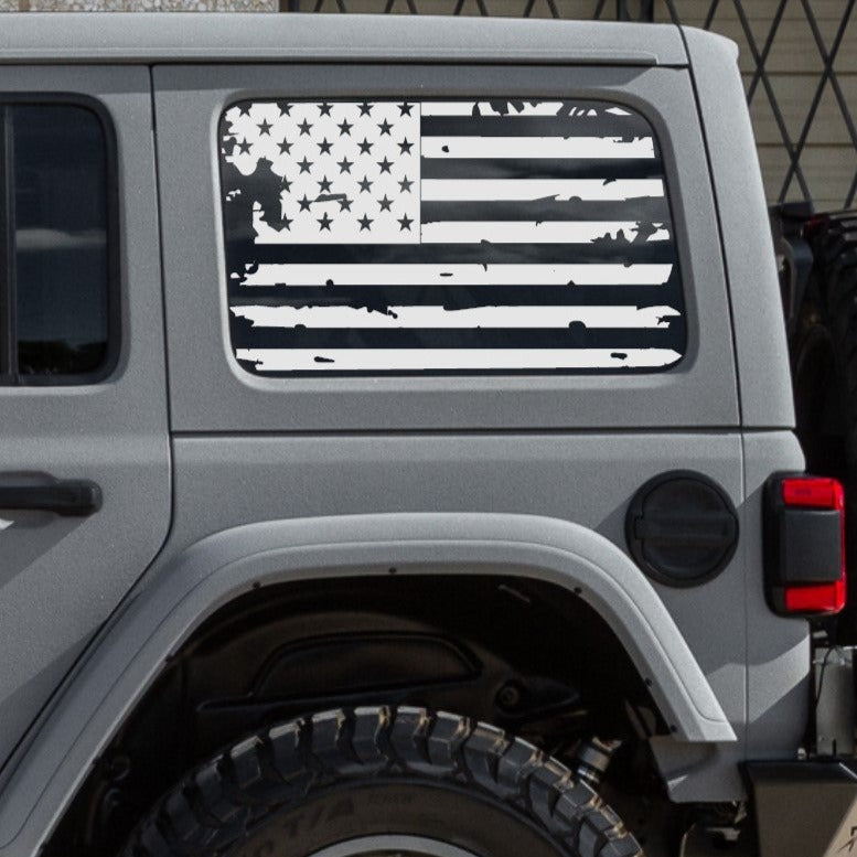 American Flag Decals Fits Jeep Wrangler JK, JL 4-door Rear Side Windows