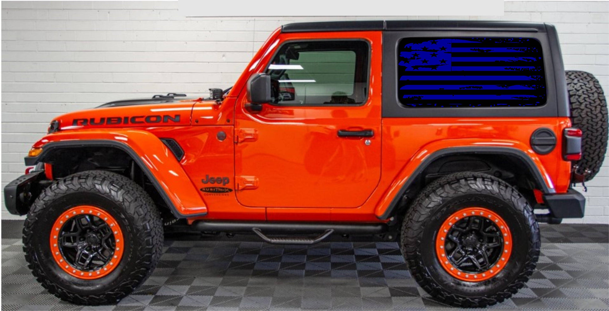 Set Of Distressed American Flag Decal Stickers for Jeep Wrangler JL 2-Door Rear Side Windows