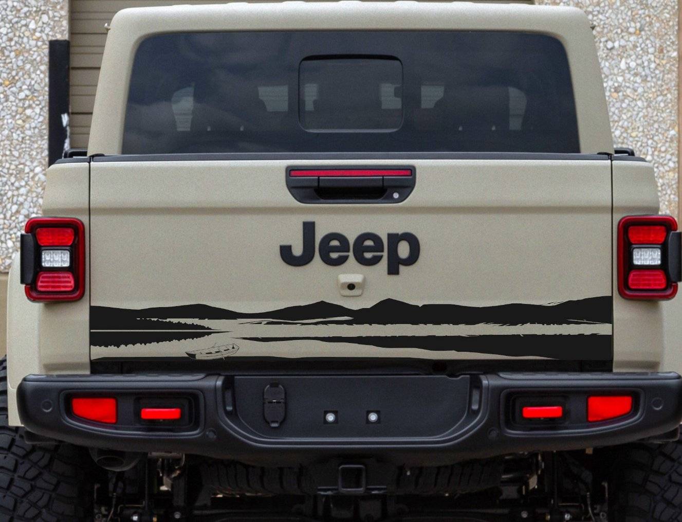 Mountain Lake Silhouette Vinyl Decal for Jeep Gladiator's Tailgate