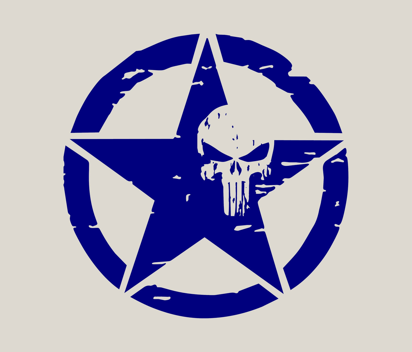 SET OF MILITARY STAR | PUNISHER VINYL DECALS FOR CARS, JEEPS, TRUCKS, VANS, WINDOWS...