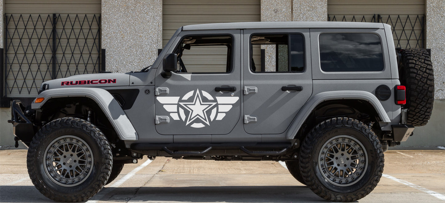 Set of Military Star Decals Stickers for Jeep Wrangler TJ, JK, TJ, Gladiator, Trucks, Cars