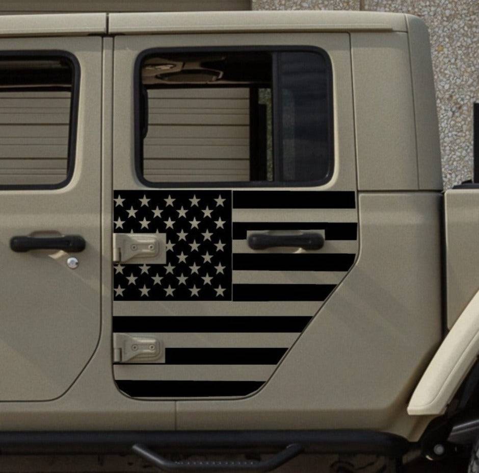 SET OF AMERICAN FLAG VINYL DECAL FOR JEEP GLADIATOR SIDE DOORS