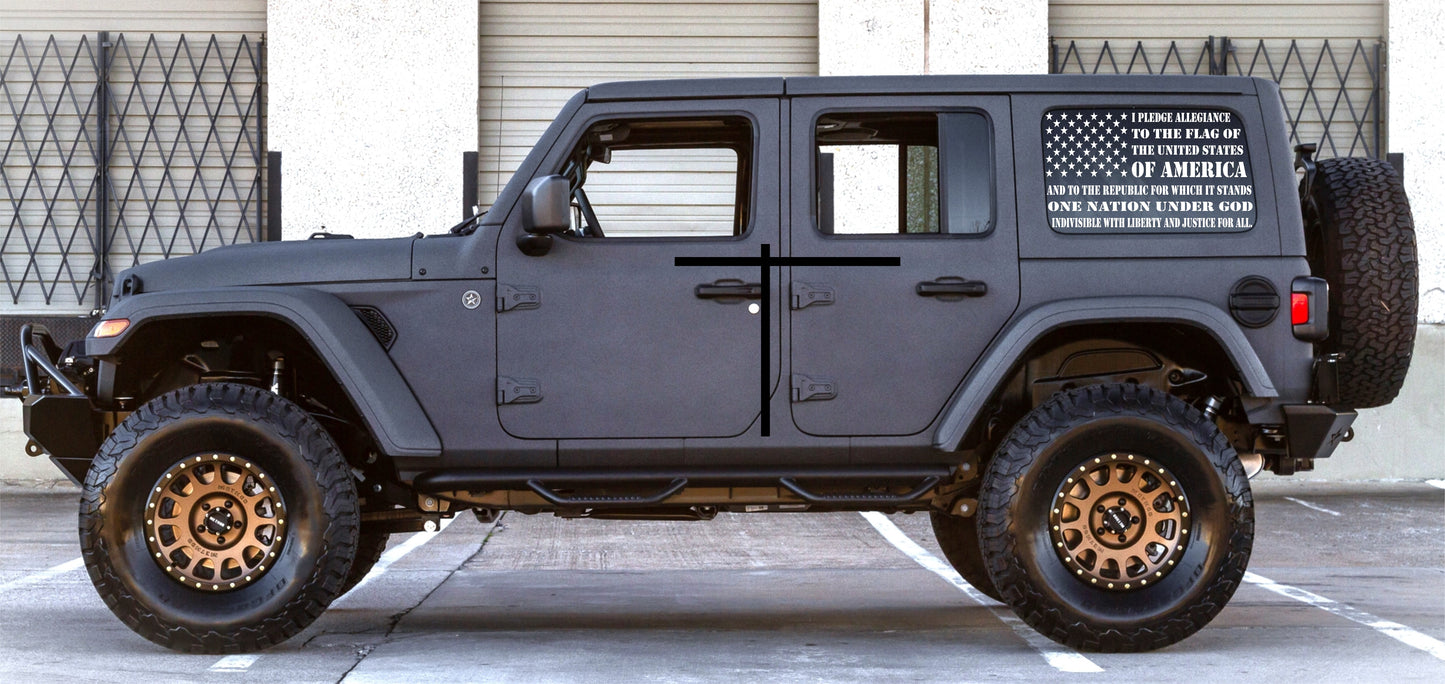 Jeep Wrangler JL JK Decals "WE THE PEOPLE" Preamble to the Constitution American Flag Stickers (2/4-Door Rear Side Windows)