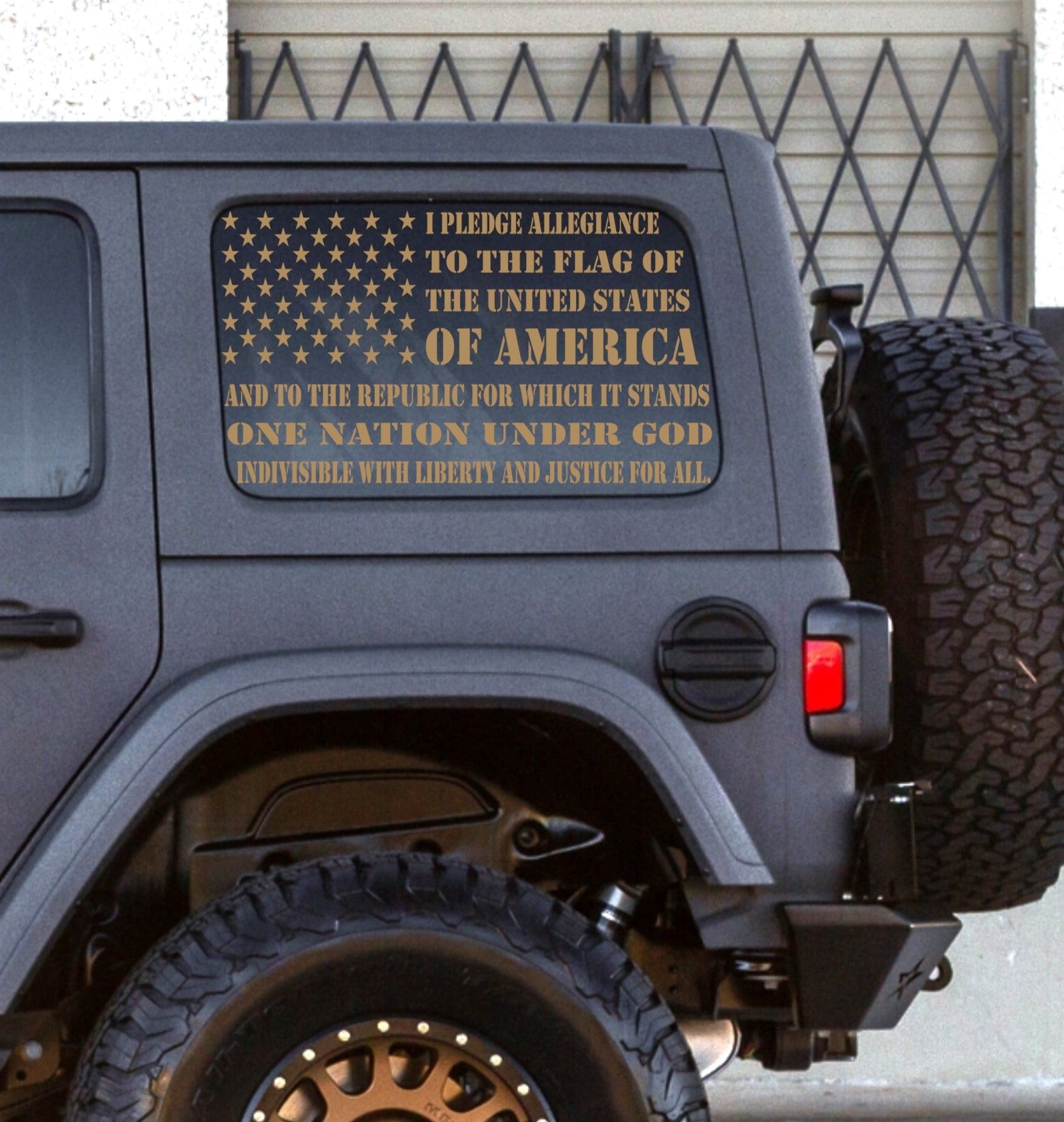 Jeep Wrangler JL JK Decals "WE THE PEOPLE" Preamble to the Constitution American Flag Stickers (2/4-Door Rear Side Windows)