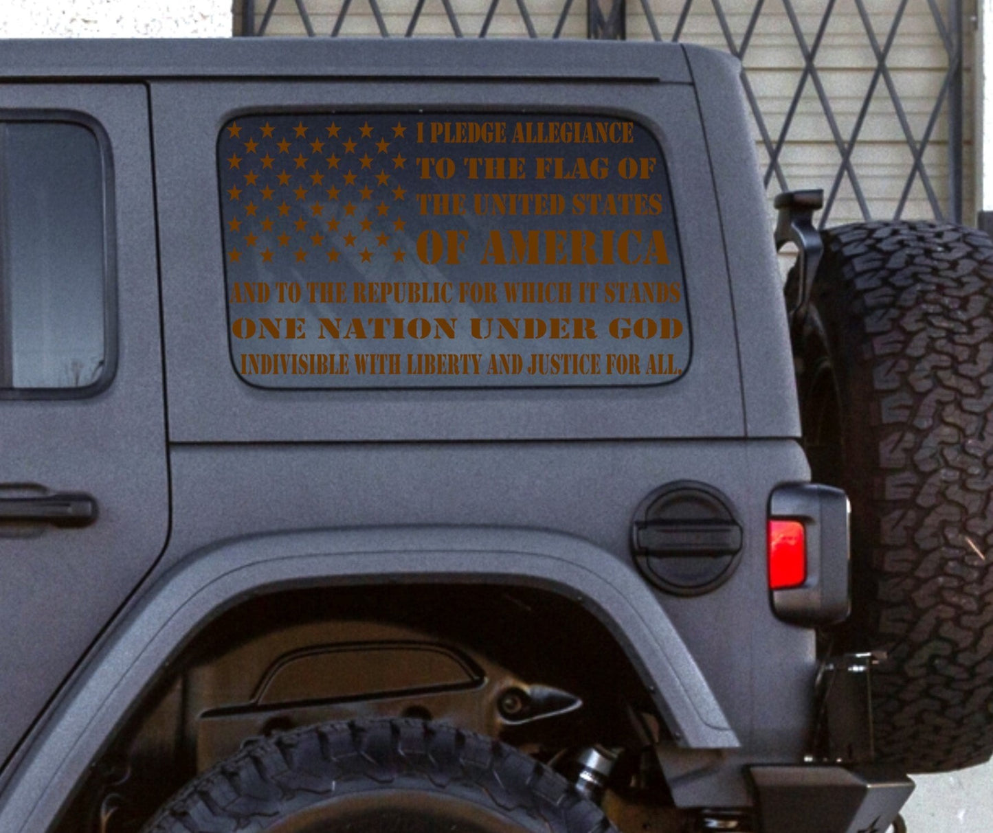 Jeep Wrangler JL JK Decals "WE THE PEOPLE" Preamble to the Constitution American Flag Stickers (2/4-Door Rear Side Windows)