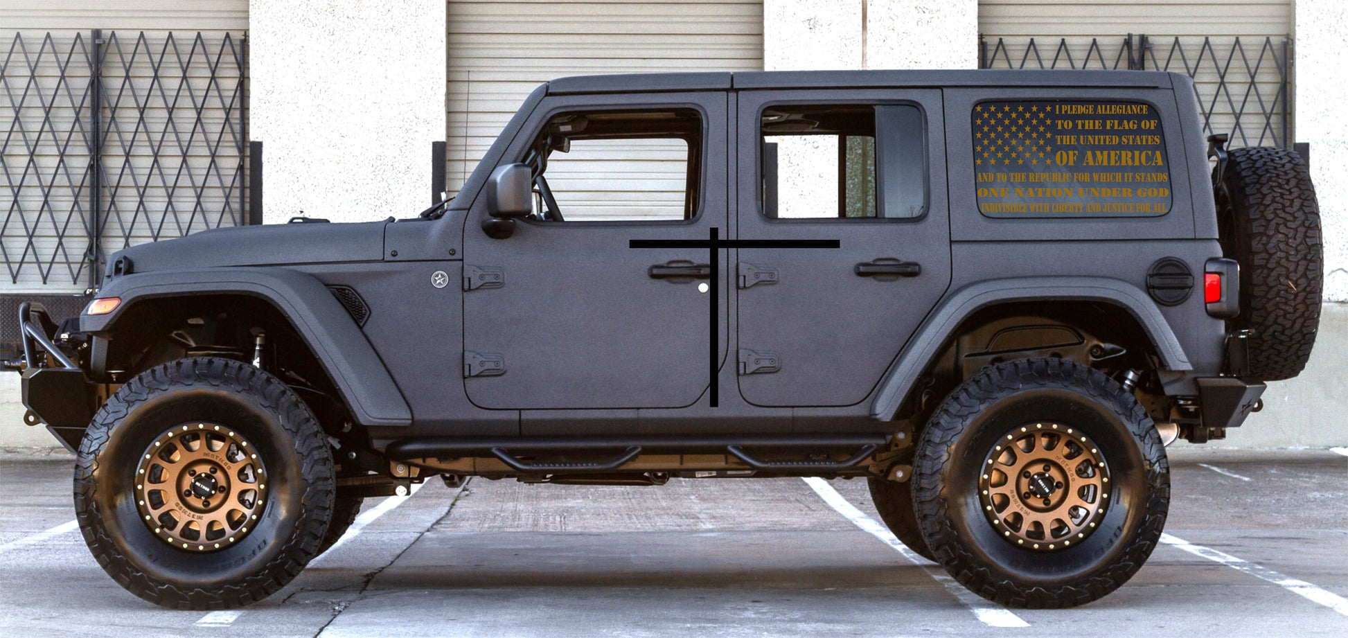 Jeep Wrangler JL JK Decals "WE THE PEOPLE" Preamble to the Constitution American Flag Stickers (2/4-Door Rear Side Windows)