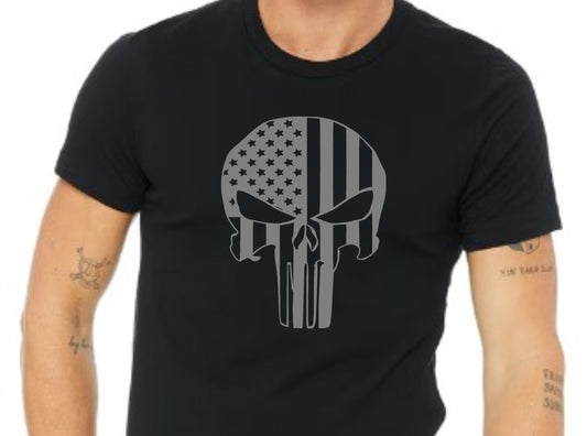 Punisher American Flag Heat Transfer/HTV/Patriotic Iron On/DIY Transfer