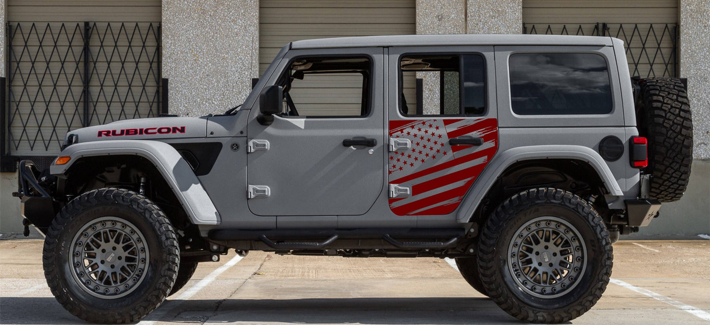 Jeep Wrangler JL Decals Set of American Flag for Side Doors