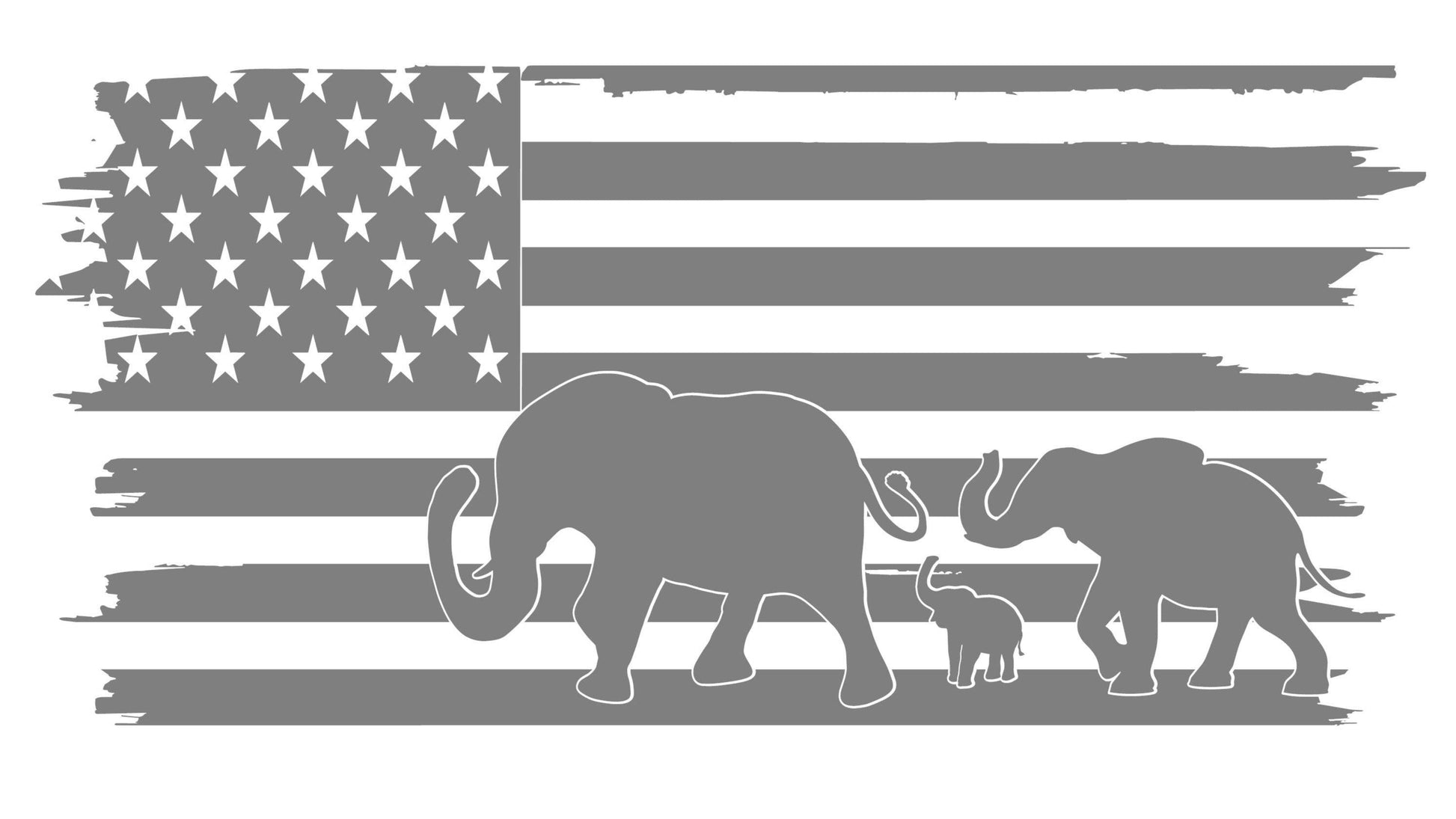 DISTRESSED AMERICAN FLAG | ELEPHANT FAMILY SILHOUETTE | REPUBLICAN 