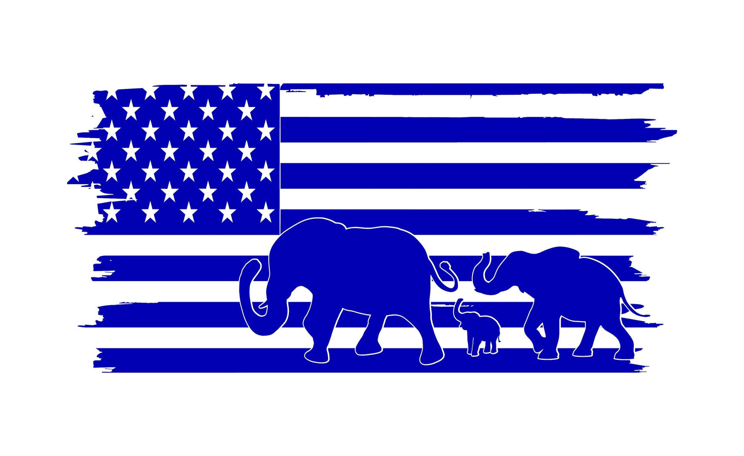 DISTRESSED AMERICAN FLAG | ELEPHANT FAMILY SILHOUETTE | REPUBLICAN 