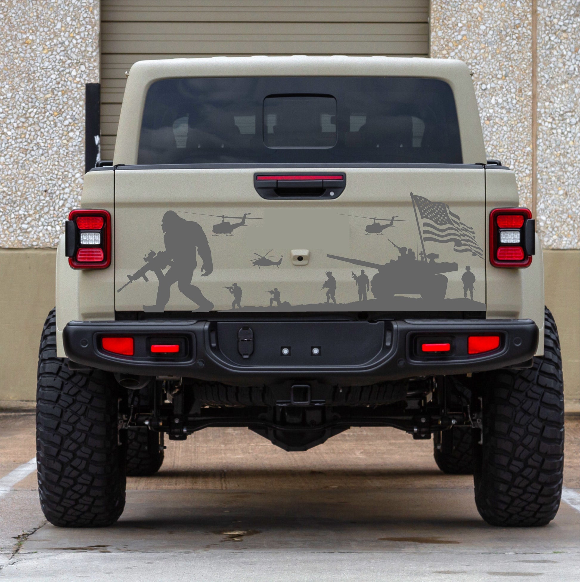 Bigfoot Sasquatch Decal | Soldiers Decal for Jeep Gladiator Tailgate