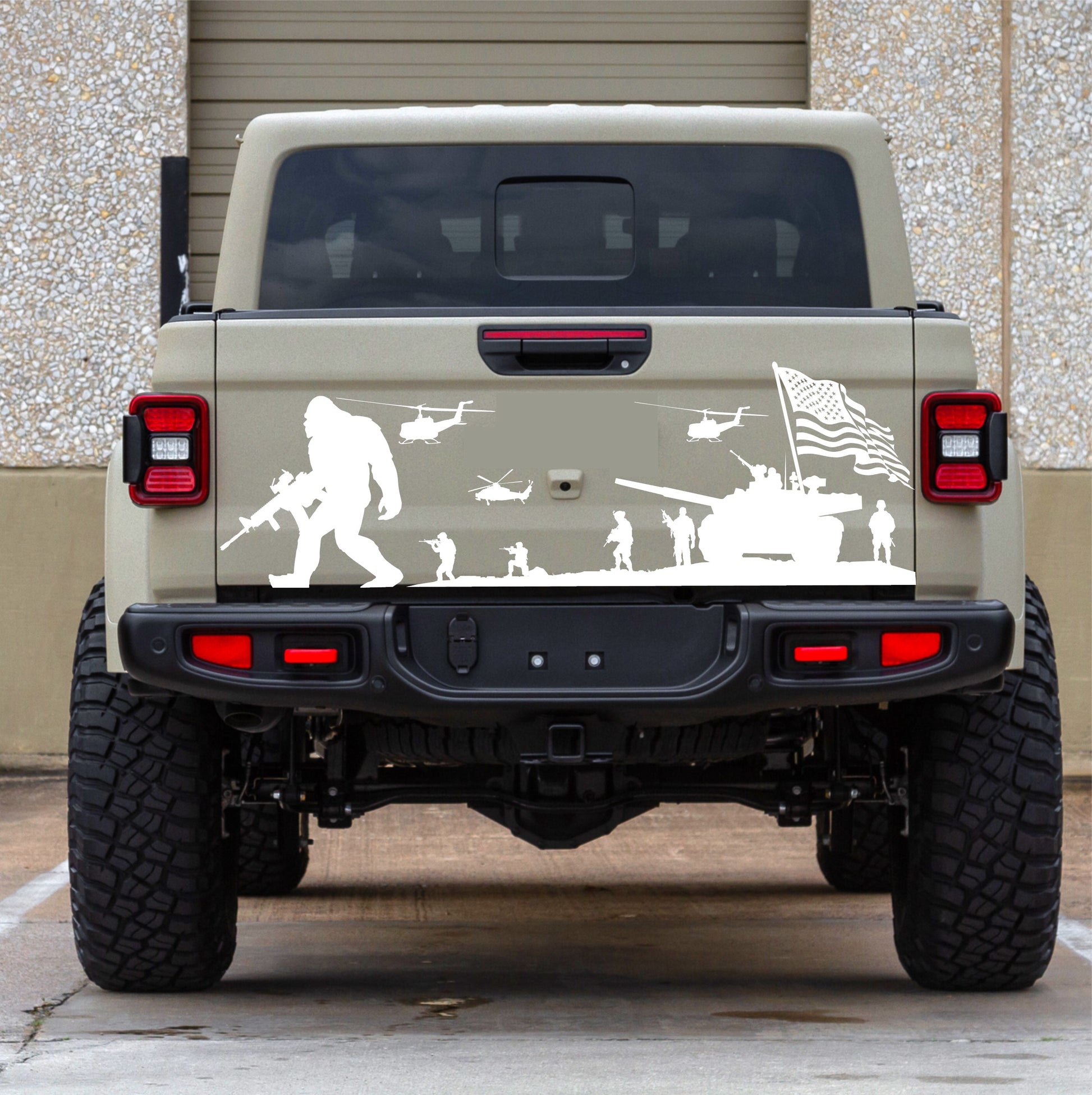 Bigfoot Sasquatch Decal | Soldiers Decal for Jeep Gladiator Tailgate