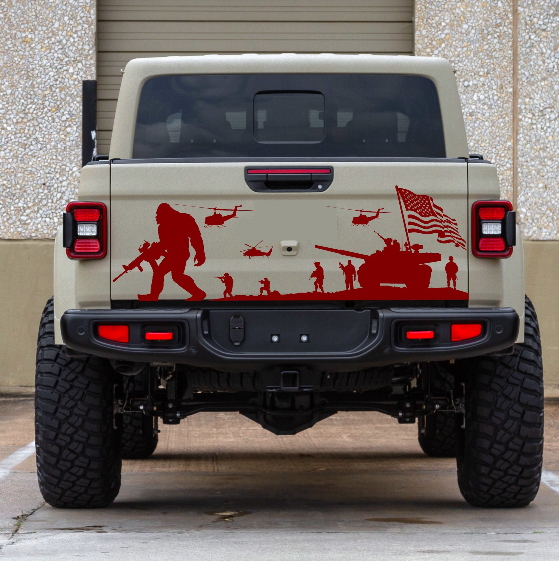 Bigfoot Sasquatch Decal | Soldiers Decal for Jeep Gladiator Tailgate