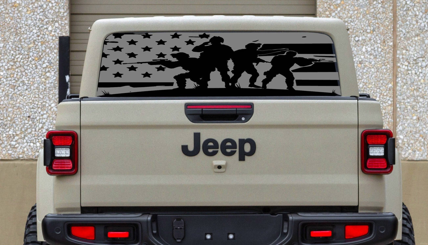 American Flag Vinyl Decal for Jeep Gladiator's Whole Back Rear Window