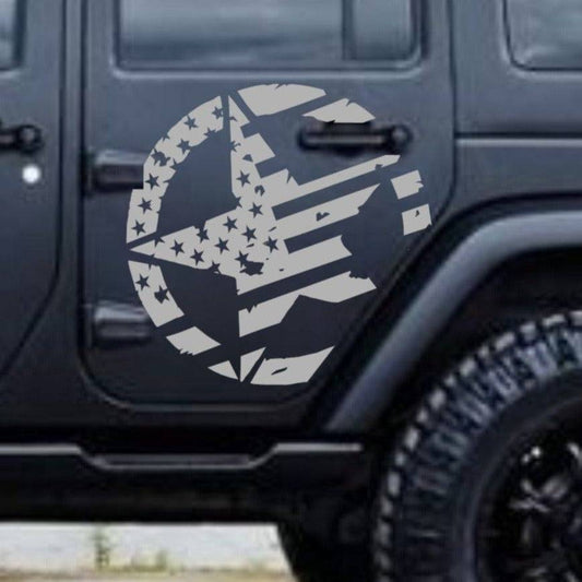 Set of Military Decal Star American Flag Decals Stickers Side Door Decals For Jeep Wrangler JL or JK 4-Door