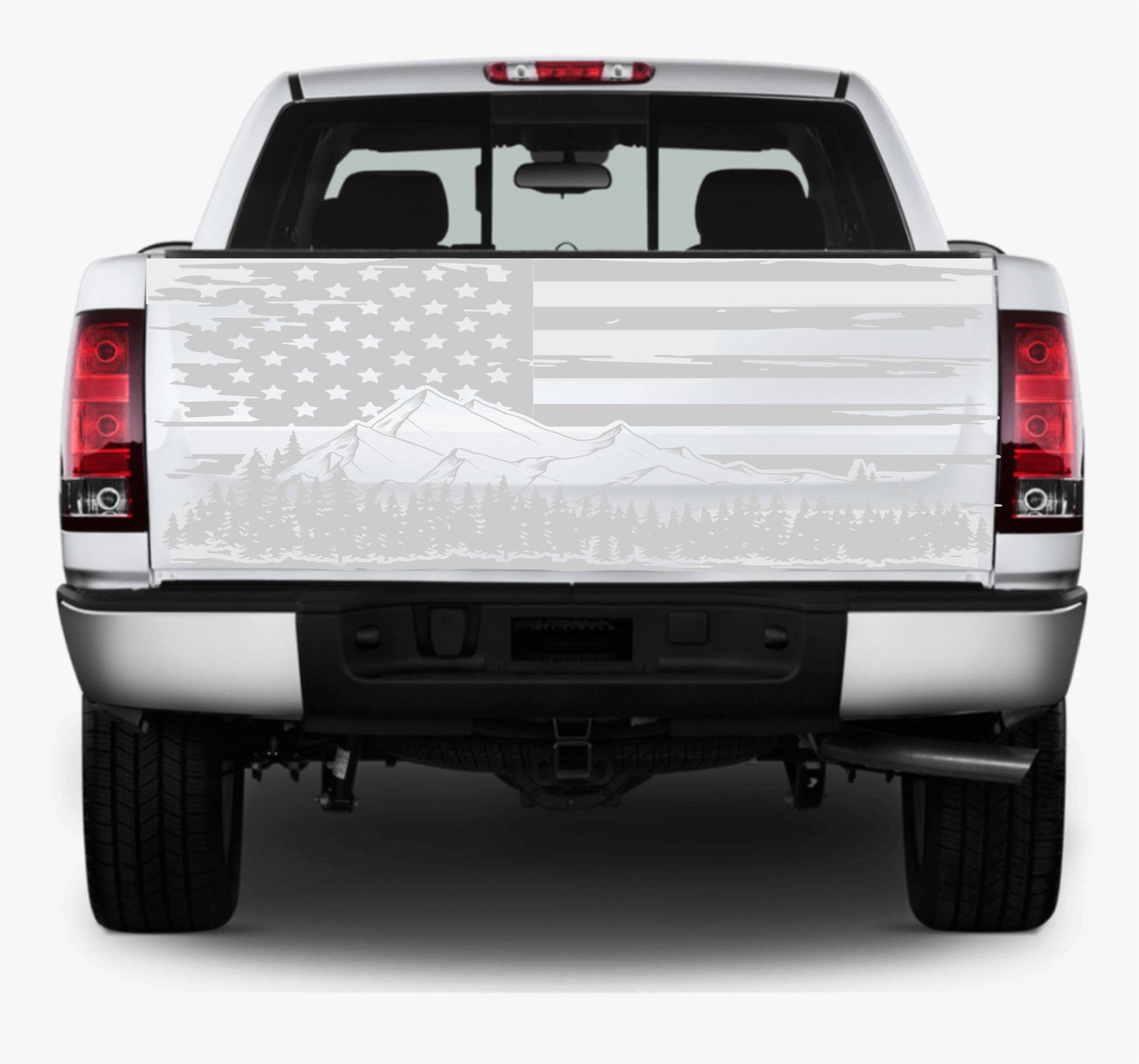 Distressed American Flag Decal Stickers Mountain Silhouette Patriotic Vinyl Decal for Any Trucks, SUV's, Vans, Tailgates, Bumpers...