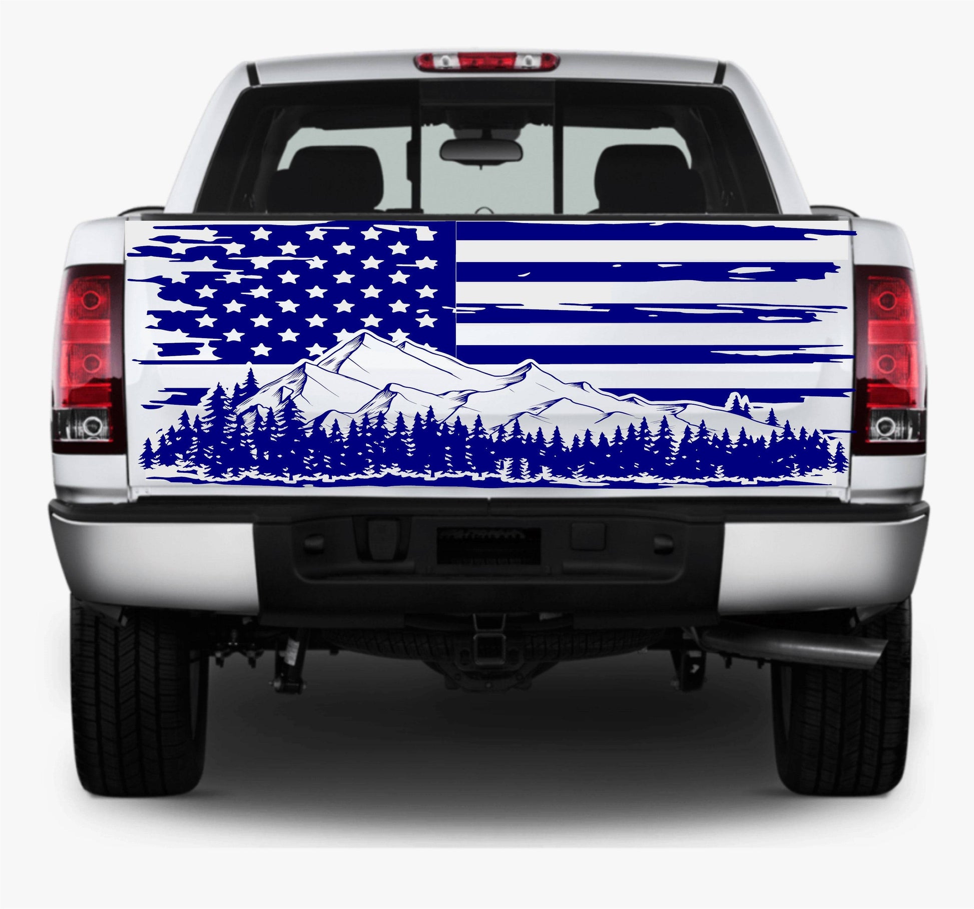 Distressed American Flag Decal Stickers Mountain Silhouette Patriotic Vinyl Decal for Any Trucks, SUV's, Vans, Tailgates, Bumpers...