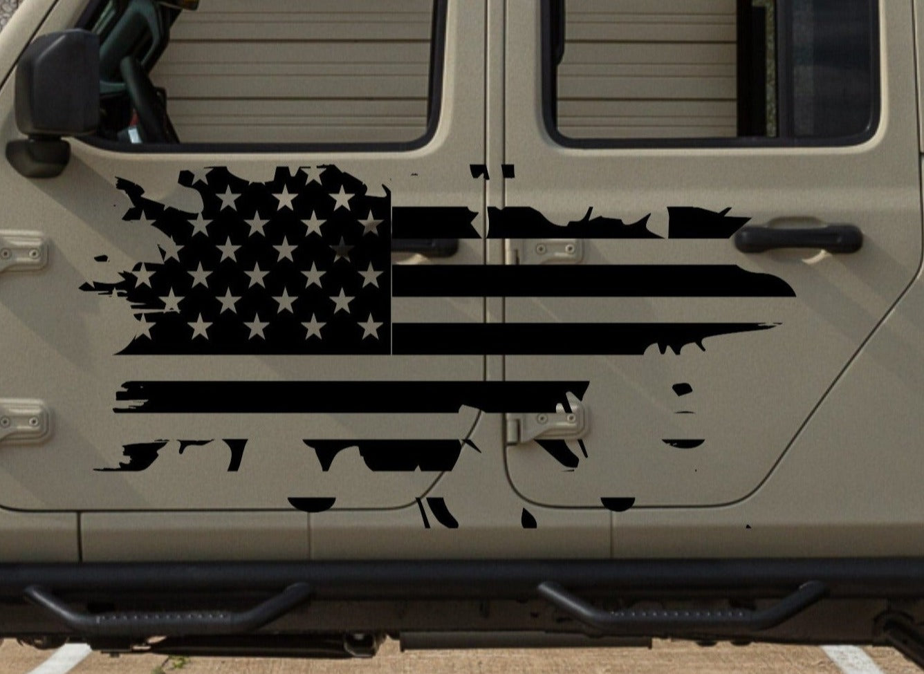 Jeeps, Trucks, SUVs, Cars Distressed American Flag Decal | Patriotic Decal Bumper Stickers