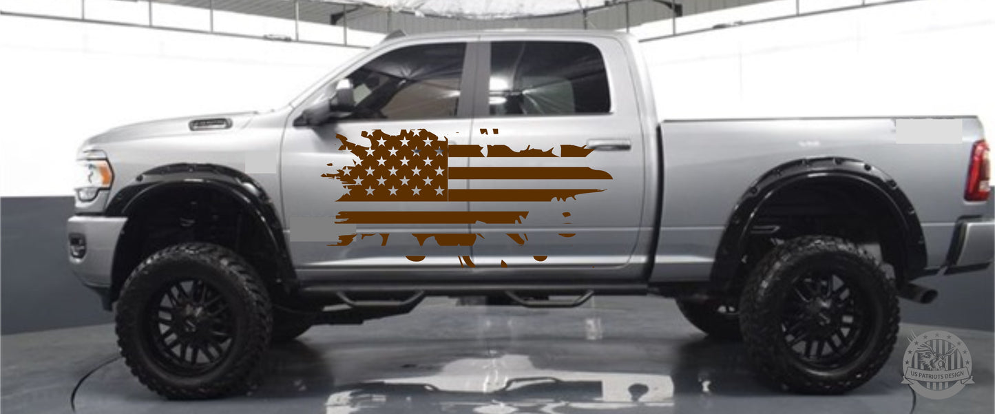 Jeeps, Trucks, SUVs, Cars Distressed American Flag Decal | Patriotic Decal Bumper Stickers