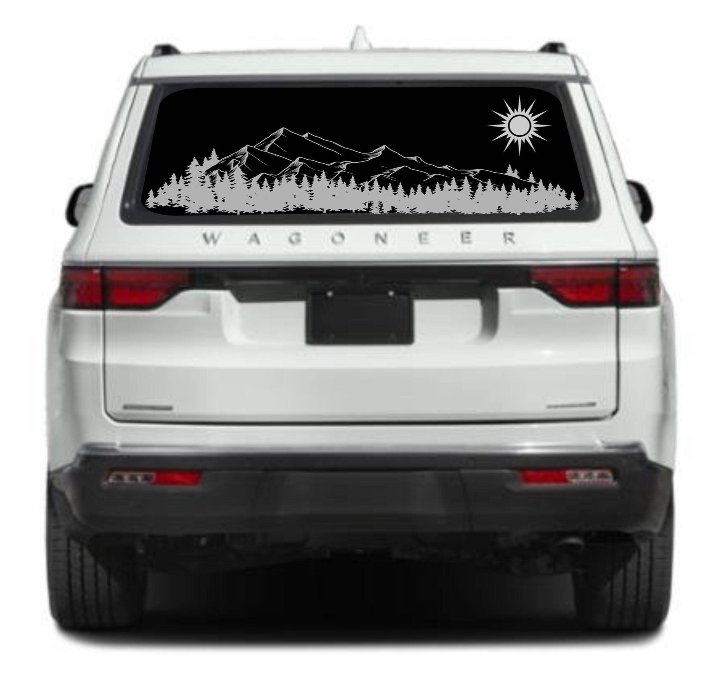 Mountain Silhouette Vinyl Decal for Jeep Wagoneer's Rear Window