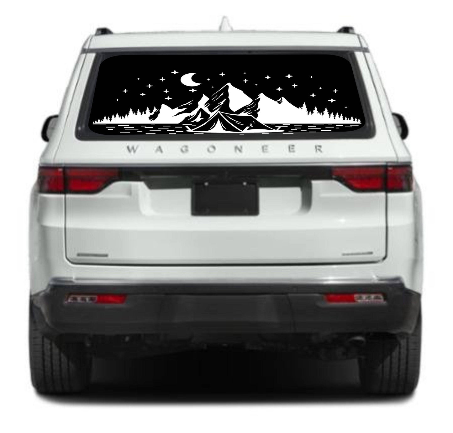 Mountain Silhouette Vinyl Decal for Jeep Wagoneer's Rear Window