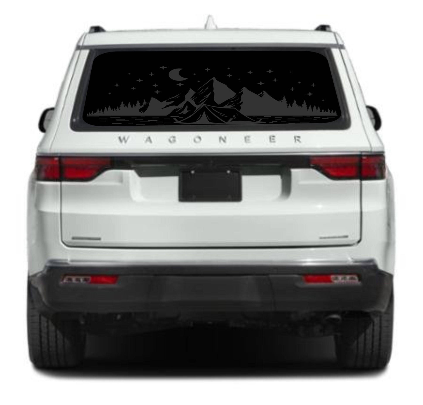 Mountain Silhouette Vinyl Decal for Jeep Wagoneer's Rear Window