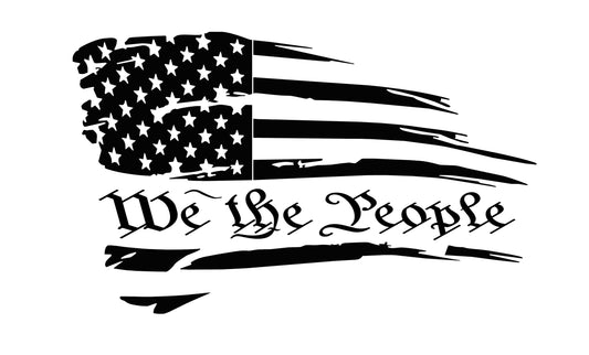 Set Of Distressed American Flag "We The People" Preamble to the Constitution Decal/Car Stickers