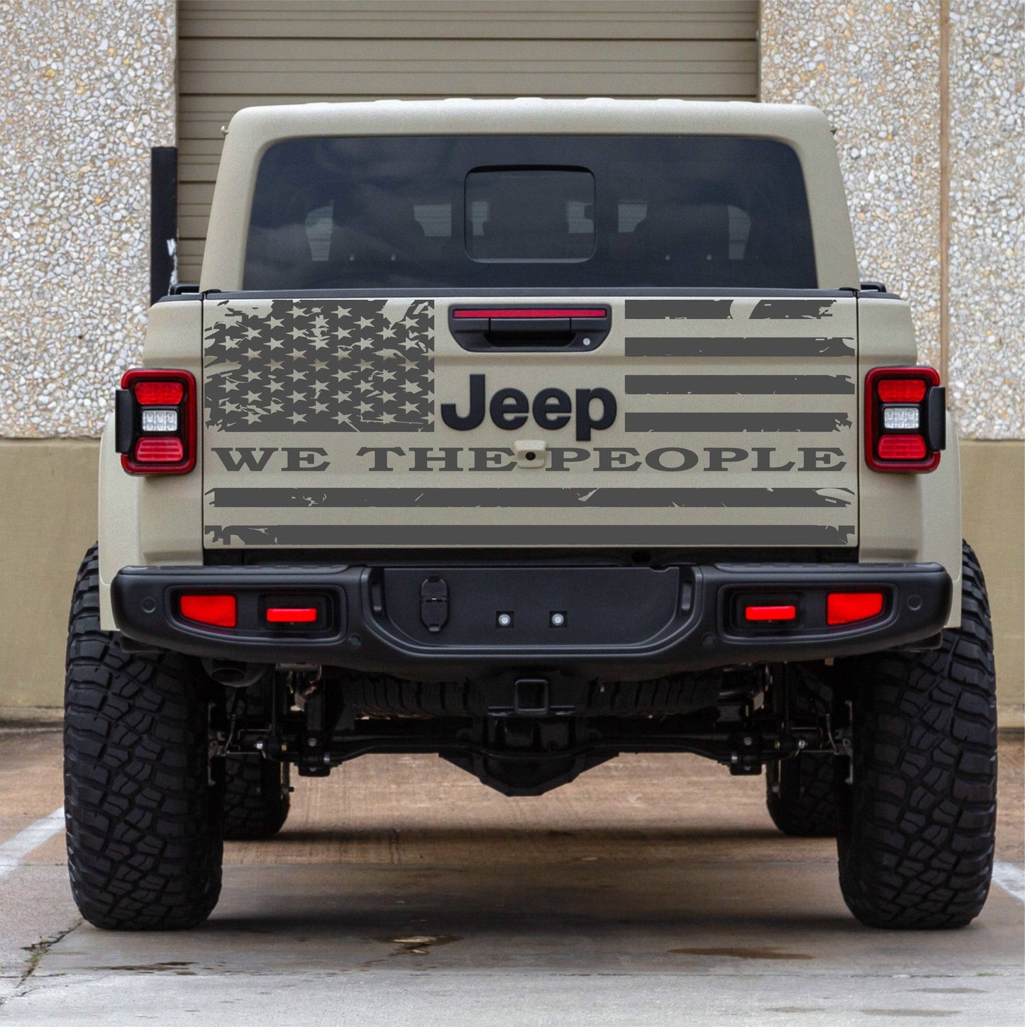 Jeep Gladiator Tailgate "We The People" Distressed American Flag Decal Sticker