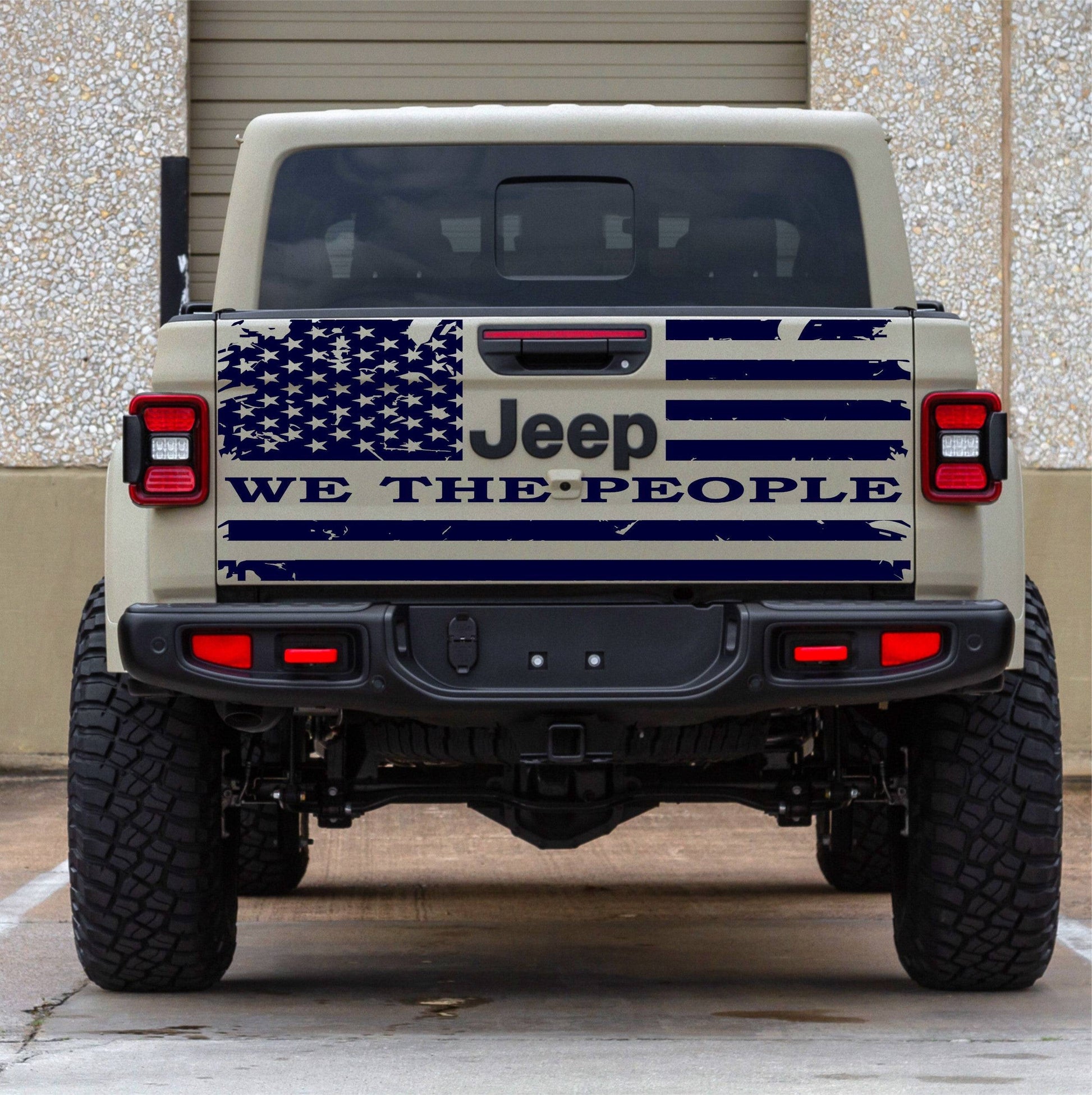 Jeep Gladiator Tailgate "We The People" Distressed American Flag Decal Sticker