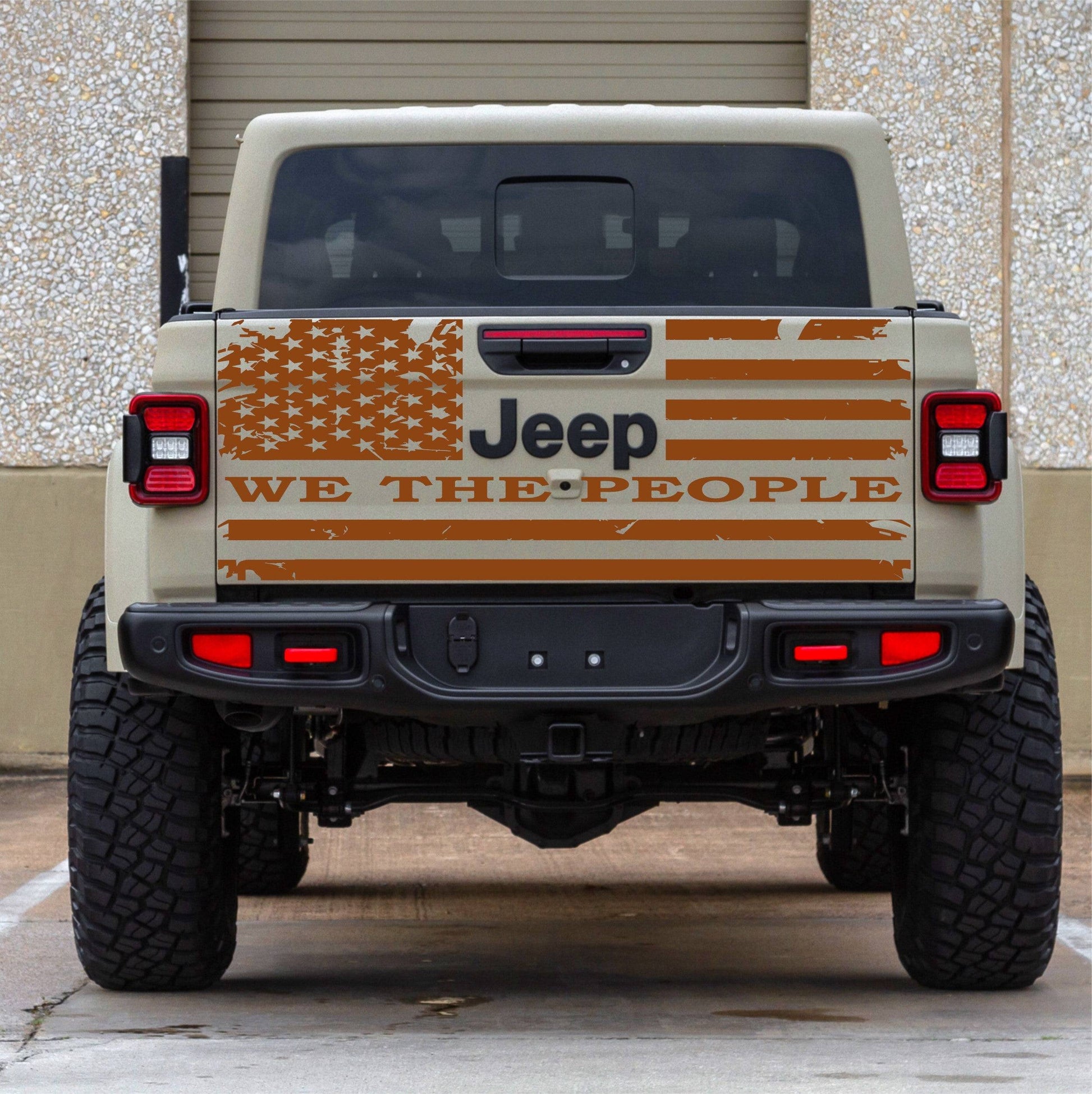 Jeep Gladiator Tailgate "We The People" Distressed American Flag Decal Sticker